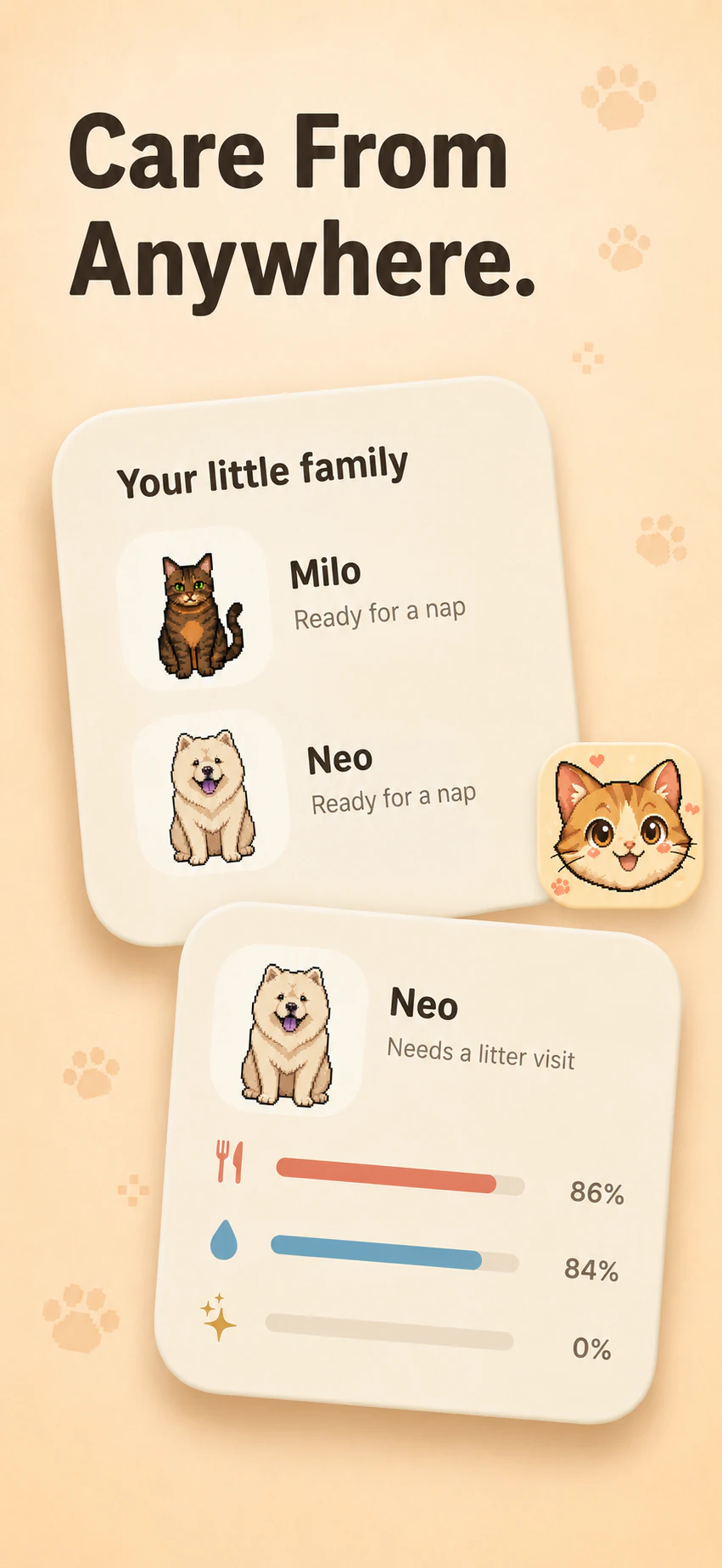 Care for your pets from widgets